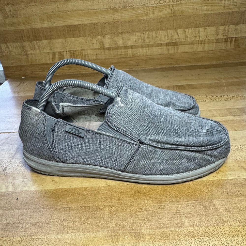 Hey Dude Chan Stretch Grey Canvas Slip On shoes Loafers Mens Size‎ 9
